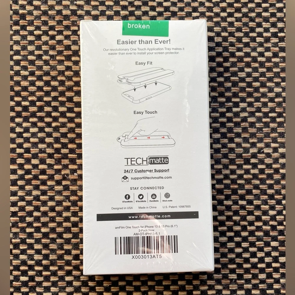 amFilm One Touch tempered screen protector 2pack (iPhone 13/13 Pro 6.1” 2021)